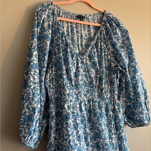 J. Crew Blue and White Floral Dress